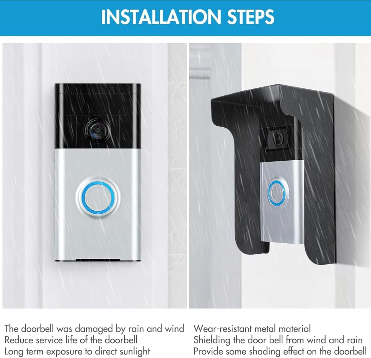 ABPETE doorbell cover,Waterproof Video Doorbell Cover, Anti-Glare Doorbell Rain Cover Durable Camera Doorbell Cover for Video Doorbell, Fingerprint Lock, Camera Doorbell