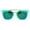 green teal, variant on Kids Child Size Color Mirror Plastic Retro Metal Bridge Horned Sunglasses Pink Peach