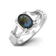 thumbnail image 2 of Solid 925 Sterling Silver 7x5mm Oval Shape Labradorite Engagement Women Ring, 2 of 3