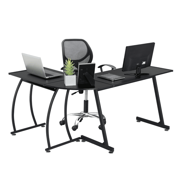 Topeakmart L Shaped Home Office Wood Corner Computer Desk Black Walmart Com Walmart Com