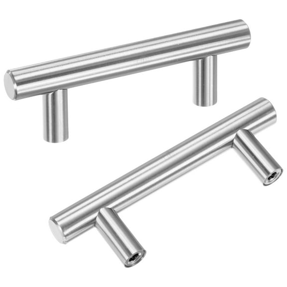 Uxcell 2-Pack Cabinet Pulls Knobs, 3.9" Modern Stainless Steel T Bar Knobs Double Hole Handles [Silver]