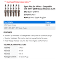 thumbnail image 2 of Spark Plug Set 6 Piece - Compatible with 2009 - 2019 Nissan Murano 3.5L V6 2010 2011 2012 2013 2014 2015 2016 2017 2018, 2 of 2