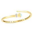 thumbnail image 2 of JewelStop 14K Two Tone Gold, Turquoise & 0.05ct Diamond Wrap Bangle with Diamond Cut Textured Finish - 10gr, 2 of 5