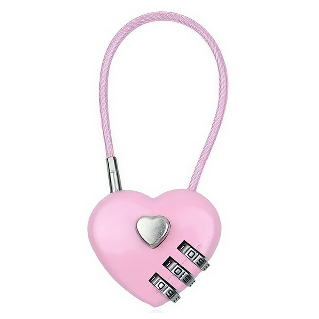 Langgg Serrure à Combinaison en Forme de Cœur en 2 Pcs, Combinaison en Forme de Cœur Durable, pour la Journée de Rangement et la Combinaison Extérieure Rose 06U(50CM)