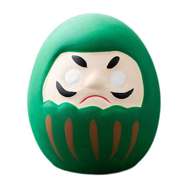 Figura de Daruma japonesa, estatua de cerámica, decoración del hogar, centro de mesa creativo, adorno decorativo de mesa, regalo para estante de mesa Verde