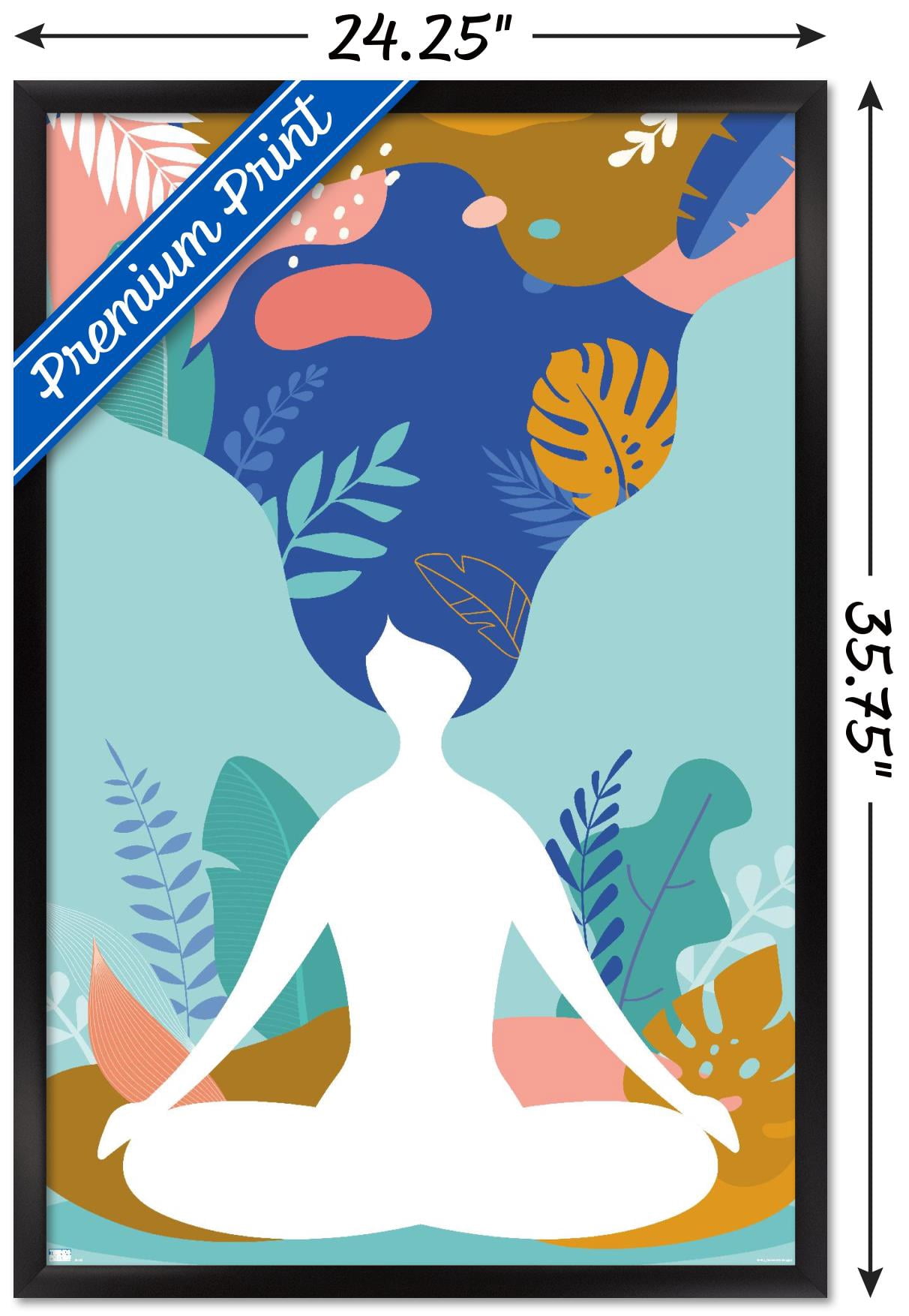 Meditation and Mindfulness Wall Poster, 22.375" x 34", Framed