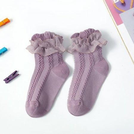 

Xinhuaya 1Pair Baby Girls Socks Kids Cotton Lace Ruffle Princess Socks Spring Summer Infant Short Socks Kids Shoes Clothing Accessories Purple S