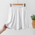thumbnail image 2 of hlysgo Women's Casual Shorts Elastic High Waist Wide Leg Lightweight Breathable Short Summer Beach Vacation Short with Pockets White,4xL, 2 of 5