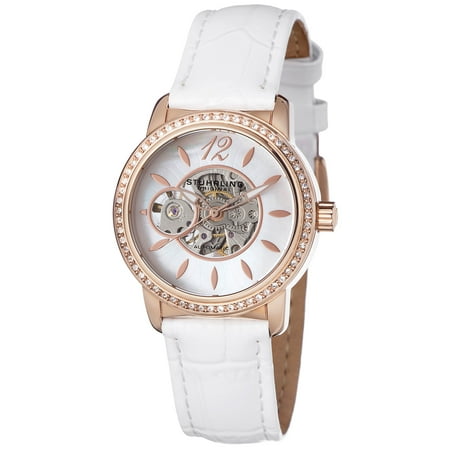 Stuhrling Original Women's Delphi Automatic Leather Strap Watch - White