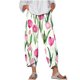 thumbnail image 1 of Pantalones de Mujer Traje Verano Cómodo de Moda Impreso Pantalones Recortados, Pantalones Elásticos Casuales, 1 of 5