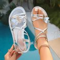thumbnail image 7 of KIJBLAE Plus Size Women's Casual Butterfly Flat Sandals, Solid Round Open Toe, Back Elastic Strap, Soft Lightweight Outdoor Daily Shoes Silver 43, 7 of 7