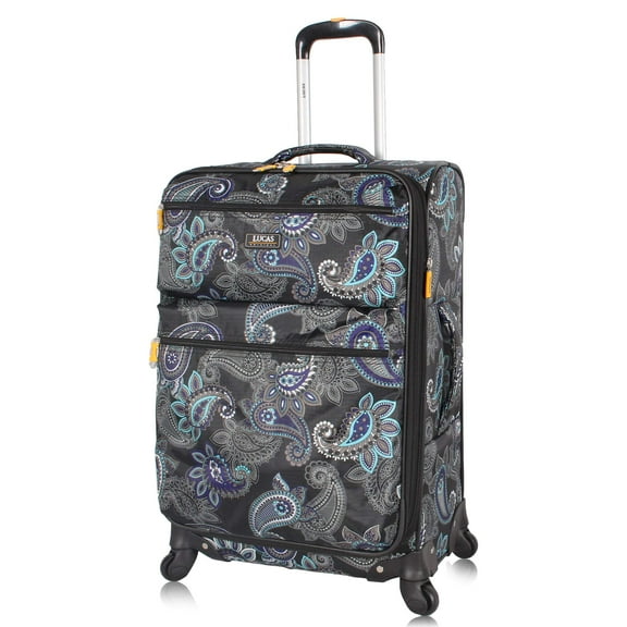 Lucas Designer Luggage Collection - Expandable 24 Inch Softside Bag - Durable Mid-sized Ultra Lightweight Checked Suitcase with 4-Rolling Spinner Wheels (Diva)