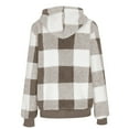 thumbnail image 6 of Womens Fleece Hoodie Jacket Sherpa Lined Full Zip Up Trench Coats Winter Warm Soft Teddy Fleece Hooded Sweatshirt Fluffy Cardigans Jumpers Sweater Overcoat Khaki S, 6 of 7