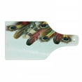 thumbnail image 1 of Peacock Cutting Board, Colorful Peacock Feathers Vibrant Universal Link Bohemian Theme, Decorative Tempered Glass Cutting and Serving Board, Wine Bottle Shape, Multicolor, by Ambesonne, 1 of 1