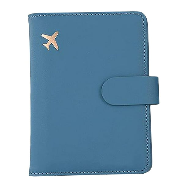 Protector de tarjetero, organizador de documentos, funda de pasaporte para hombre, regalo de boda Azul