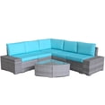 thumbnail image 3 of enyopro Patio Sofa Set, 6 Piece Outdoor Furniture Set, PE Rattan Wicker Sectional Sofa Furniture, Manual Weaving Wicker Couch with Removable Cushions & Tea Table, Ideal for Patio Deck Backyard, K3222, 3 of 10
