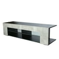 thumbnail image 4 of TV Stand for 32-60 Inch TVs Modern Low Profile Black+Stone Grey Entertainment Center with LED Lights 57 Inch Small TV Console Media Table with Glass Shelves and Hidden Side Bookshelf for Living Room, 4 of 9