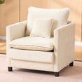 thumbnail image 2 of Modern Accent Chair,Linen Single Sofa Chair,Modern Reading Armchair with Pillow for Living Room,Bedroom,Beige, 2 of 8