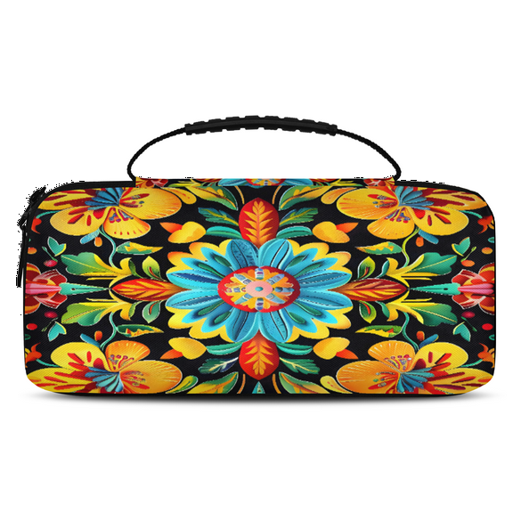 Herdesigns Colorful Mexican Floral Carrying Case for Nintendo Switch OLED Model 2021 & Switch 2017 with 20 Game Card Slots, Portable Travel Carry Case for Accessories and Console