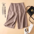 thumbnail image 2 of JIAYUE Women's Shorts Bermuda Solid Color Casual High Waisted Lightweight Button Down Comfy With Pockets Stylish Female Bottoms, 2 of 9
