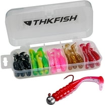THKFISH 30Pcs Paddle Tail Swimbaits 2 INCH Bicolor Soft Plastic Fishing Lure Swim Baits for Crappie Bass Trout Mixed Color