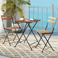 thumbnail image 4 of Costway Ensemble Bistro de Patio en Bois d'Acacia 3 Pcs Table Bistro avec 2 Chaises Pliantes Siège à Lattes Brun, 4 of 10