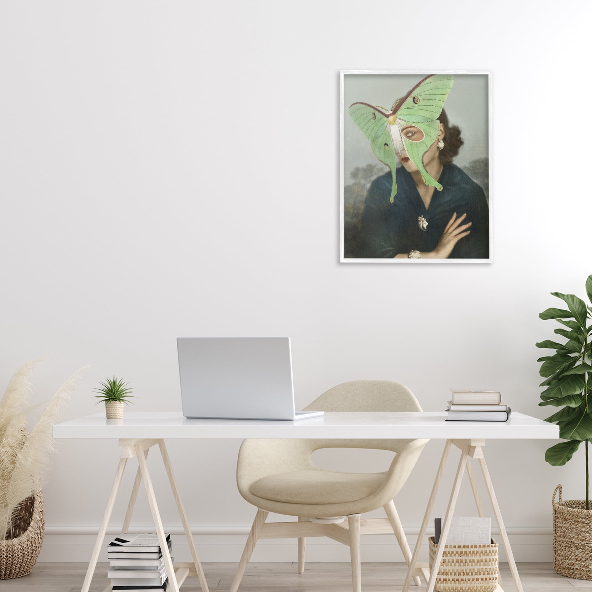 Stupell Industries Naturalist Portrait with Moth White Framed Giclee Art, design by Victoria Barnes