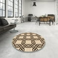 thumbnail image 3 of Ahgly Company Indoor Round Patterned Golden Blonde Gold Area Rugs, 5' Round, 3 of 6