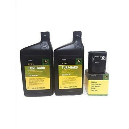 2 Quarts John Deere Turf-Gard SAE 10W-30 Oil Plus AM107423 Filter. Fits Many Lawn Mowers - Check Description