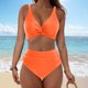 thumbnail image 1 of Traje de baño de bikini liso sin mangas para mujer, traje de baño push-up acolchado, conjuntos de blusa de traje de baño de poliéster para mujer, 1 of 6