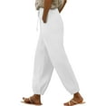 thumbnail image 4 of BILIKEYU Women's Linen Wide Leg Casual Loose High Waist Pants, cargo pants women baggy, womens pants, women's clothing, 4 of 6