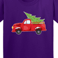 thumbnail image 4 of Inktastic Christmas Vintage Truck with Christmas Tree Youth T-Shirt, 4 of 5
