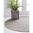 thumbnail image 2 of Unique Loom 3146488 8 x 8 ft. Geometric Trellis Frieze Round Rug, Light Gray, 2 of 2