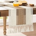 thumbnail image 1 of Camino de mesa ZeeMart, estilo macramé, bicolor, 36 x 229 cm, marrón y marfil, 1 of 7