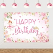 Pink Ballerina Birthday Party Decorations Ballet Birthday Backdrop Banner 4.92 X 3.28 Ft Ballet Dancer Bday -Party Decor Tutu Cute Bday Ballerina Girl 2nd Bday Decor for Girl