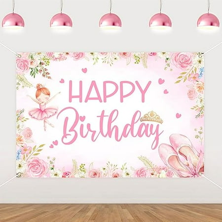 Pink Ballerina Birthday Party Decorations Ballet Birthday Backdrop Banner 4.92 X 3.28 Ft Ballet Dancer Bday -Party Decor Tutu Cute Bday Ballerina Girl 2nd Bday Decor for Girl