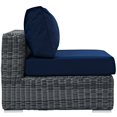 thumbnail image 3 of Modway Summon Aluminum and Rattan Patio Armless Sofa Chair in Canvas/Navy, 3 of 5