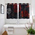 thumbnail image 3 of Red Orange Roses Kitchen Curtains Short 54 Inch Length, Elegant Romantic Flowers Pastoral Grommet Top Bedroom Living Room Curtains, Light Filtering Cafe Curtain Drapes 2 Panels Set 84''x54'', 3 of 9