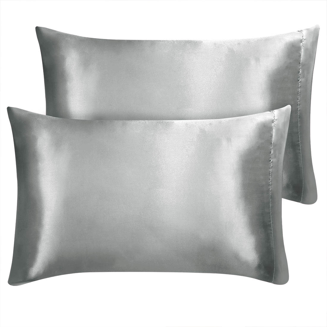 Unique Bargains 2Pack Satin Pillowcases Pillow Covers Grey Standard