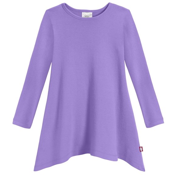 Girls Soft Cotton Jersey Long Sleeve Shark Bite Tunic | Deep Purple