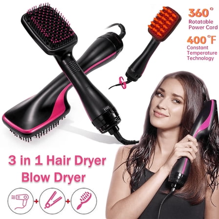 SAVALETOR One Step Hair Dryer,Volumizer Hot Air Hair Dryer Brush,Salon Negative Electric Blow Dryer Rotating Curler and Ion Hair Straightener Brush for Fast Drying,Straightening,Curling