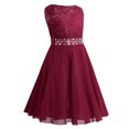thumbnail image 3 of RUNQHUI Flower Girl Dress Big Girls Sequined Lace Chiffon Sleeveless Pageant Wedding Party Dress Porm Red 10, 3 of 7