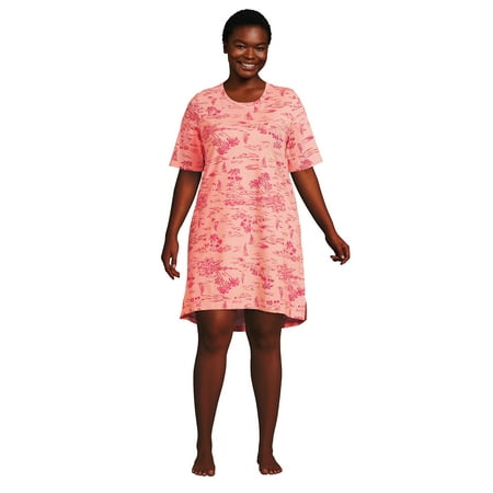 

Lands End Women s Plus Size Short Sleeve Above the Knee Knit T-Shirt Nightgown