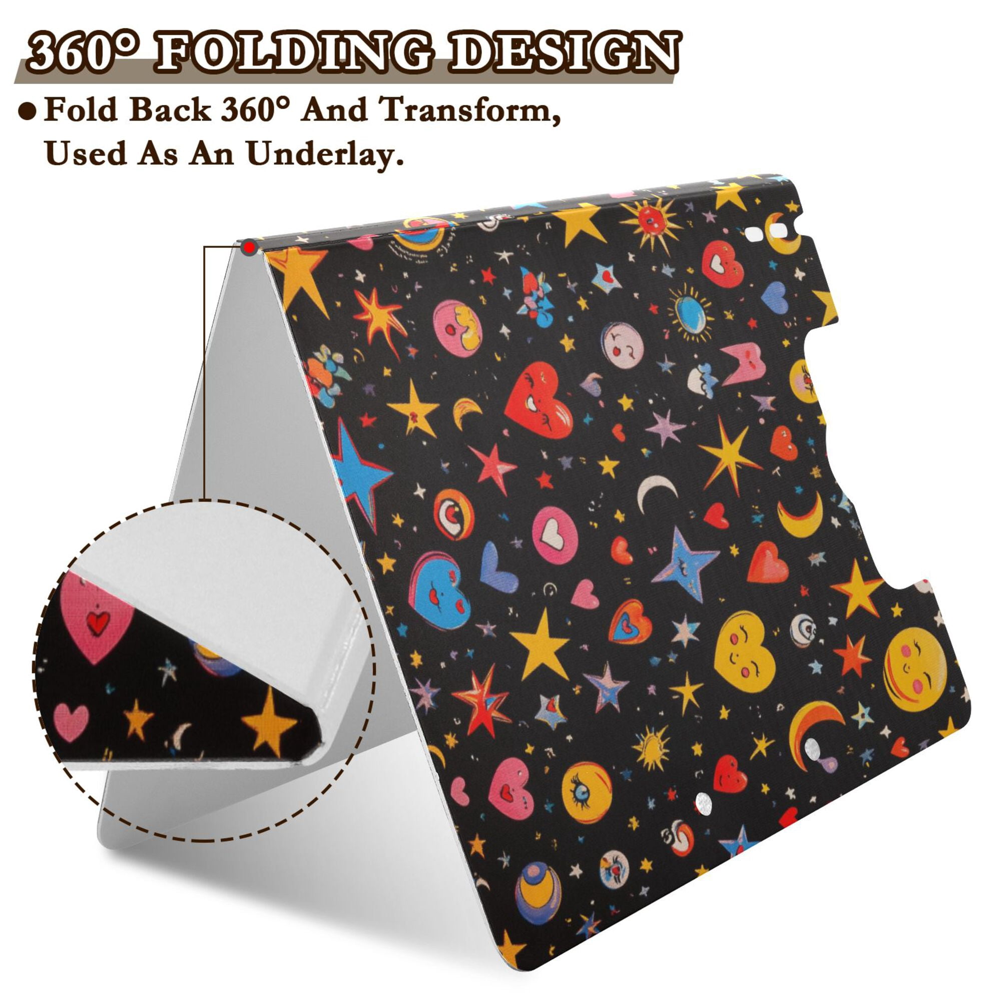 FORMRS A4 Clipboard Folder with Pen Holder Horizontal Foldable School Office Binder, Moon Pattern