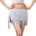 thumbnail image 2 of GZWYHT Skirts for Women,Mini Skirt Sequin Fringe Women's Nightclub Skirt Skirt Stage With Sparkly Sparkly Costume Fashion Skirt Leather Skirt,Wrap Skirt,Silver Dress,Sequin Skirt One Size, 2 of 3