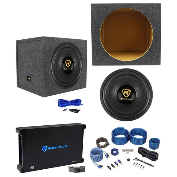 Rockville W15K9D4 15" 5000w Car Subwoofer Sealed Sub Box Mono Amplifier Amp Kit