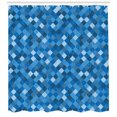 thumbnail image 3 of Ambesonne Blue Shower Curtain, Diagonal Checked Pattern, 69"Wx70"L, Turquoise Dark Blue, 3 of 3