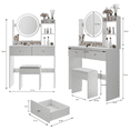 thumbnail image 2 of Leumius Makeup Vanity Desk with Mirror and Lights,Dressing Table with 2 Drawers,3 Color Lighting Brightness,Multi-layer High Capacity Storage Makeup Table for Bedroom,White, 2 of 8