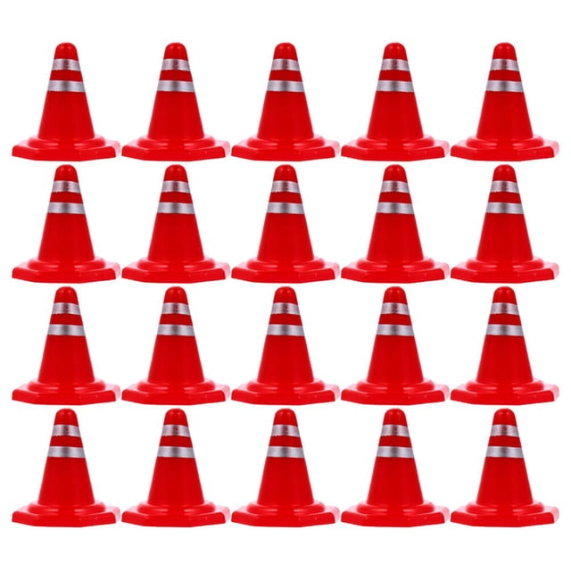 LEEYNEER Cones Traffic Miniplay Scene Role Caution Small Pretend Construction Orange Signs Stop Safety Miniature Props