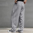 thumbnail image 3 of Havenx Mens Sweatpants Straight Wide Leg Drawstring Jogging Pants with Pockets Elastic Waist Open Bottom Sweatpant Loose Fit Soft Fall Winter Comfy Workout Streetwear,Light Gray 3XL, 3 of 3